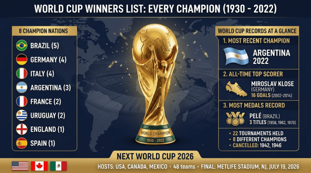 World Cup Winners List