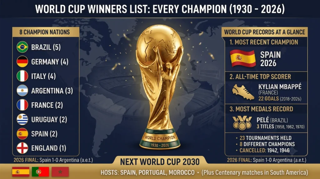 World Cup Winners (1930-2026)